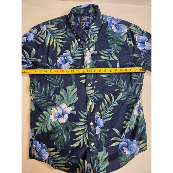 Abercrombie and Fitch Blue Green Hawaiian Coastal Button Up Shirt Large - Picture 2 of 5